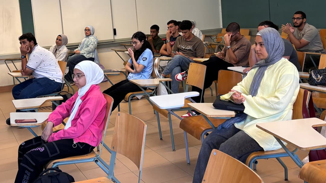 Students sitting in a classroom for a workshop.